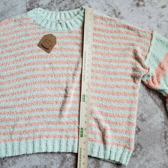 Kori America Fuzzy Fleece Striped Sweater NWT Oversized SZ L Womens - Picture 7 of 8